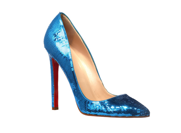 Sininen kiiltävä naisten kenkä
 - Valokuva, kuva