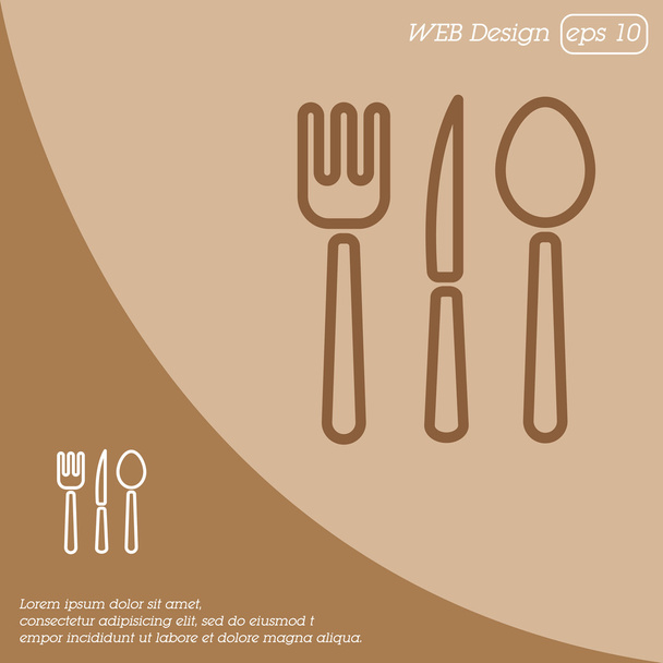 Fourchette, cuillère et icône de couteau - Vecteur, image