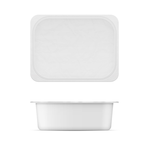 Λευκή πλαστική μπανιέρα πρότυπο για τα γαλακτοκομικά προϊόντα. - Διάνυσμα, εικόνα