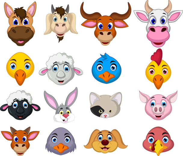 farm animal head cartoon collection - Photo, Image