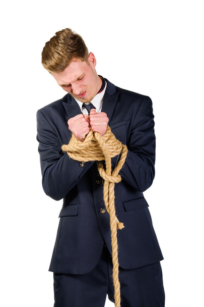 Young businessman in a suit tied up - Photo, Image
