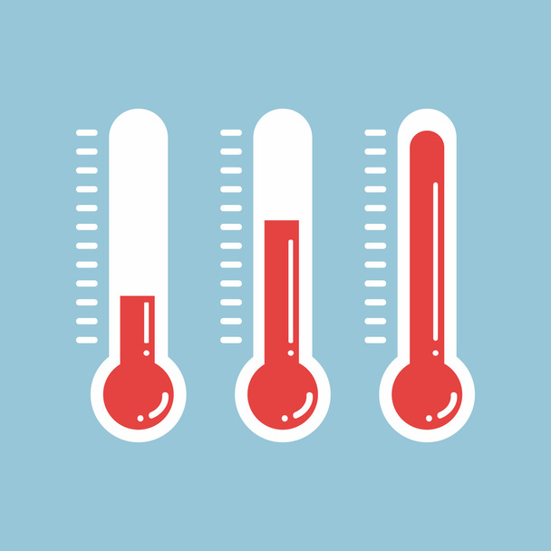 異なるレベルの赤い温度計 - ベクター画像