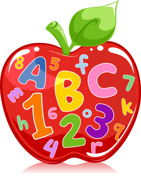 Apple Filled with Letters and Numbers - Photo, Image