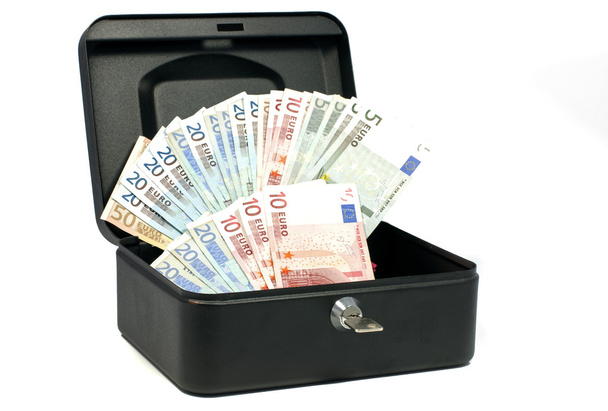 Деньги в сейфе с наличными евро
 - Фото, изображение
