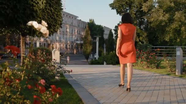 Zralá žena Kavkazský procházka v parku - Záběry, video