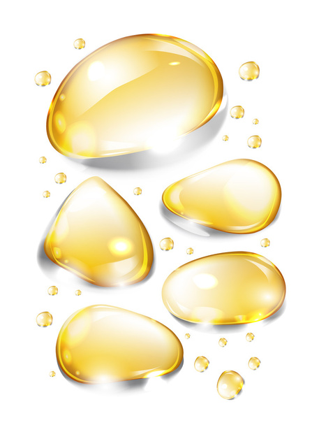 Набор непрозрачных капель в насыщенных желтых цветах
 - Вектор,изображение