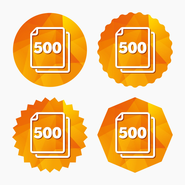 In pack 500 sheets sign icon. 500 papers symbol. - Vector, afbeelding