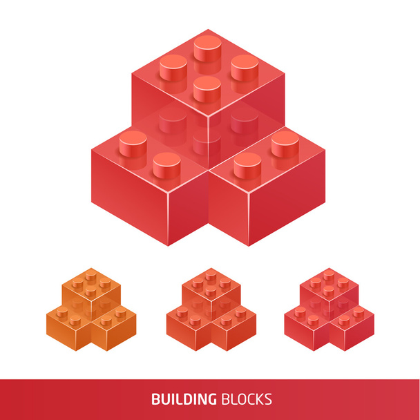 Isometric Plastic  Building Blocks and Tiles - Vector, Image