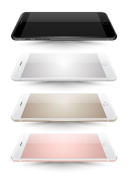 realistische Vektor vier Smartphone-Attrappen Sammlung auf weißem Hintergrund. - Vektor, Bild
