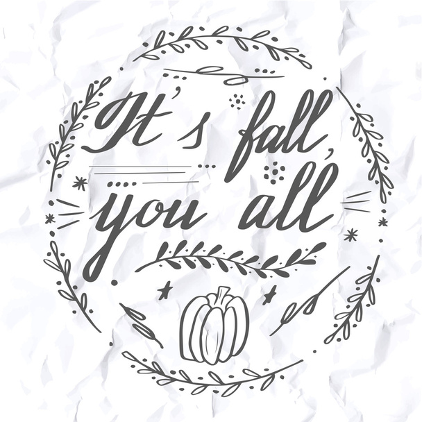 Autumn hand lettering and calligraphy design - Vector, Image