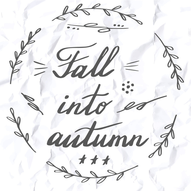Autumn hand lettering and calligraphy design - Vector, imagen