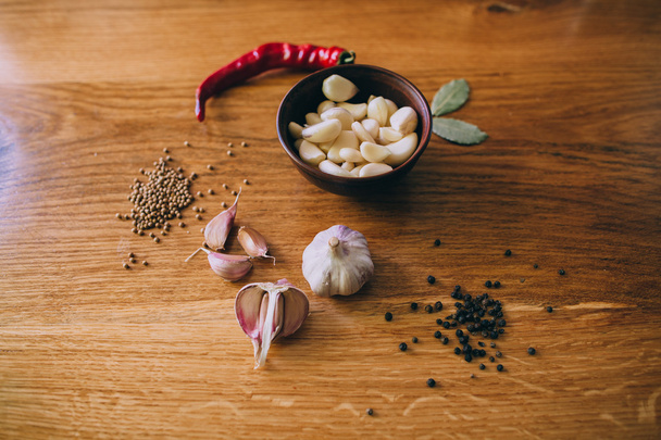 garlic on wooden table - Photo, Image