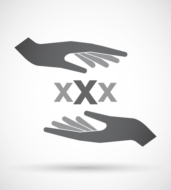 isolierte Hände, die ein xxx-Buchstabensymbol schützen oder geben - Vektor, Bild