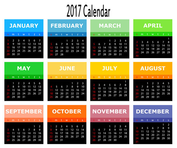Sjabloon voor 2017 calendar geïsoleerd op wit. Vector 2017 kalender. - Vector, afbeelding