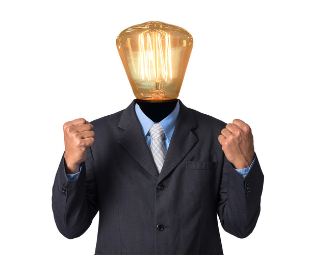 hombre de negocios con lámpara sobre la cabeza
  - Foto, imagen