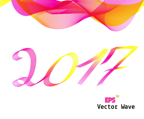 Абстрактный цветной вейв на фоне 2017 года. Векторная миграция
. - Вектор,изображение