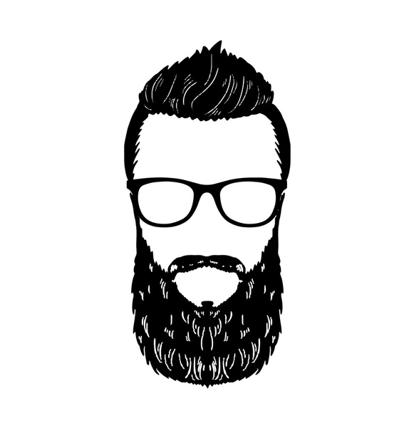 Barbershop Hipster beard Mustache Glasses Hairstyle Vector image - Vettoriali, immagini