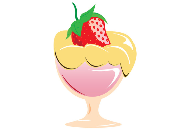 Ice cream in a glass strawberries - Vector, Image