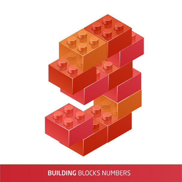 アイソメトリックプラスチック製の建物ブロックとタイル - ベクター画像