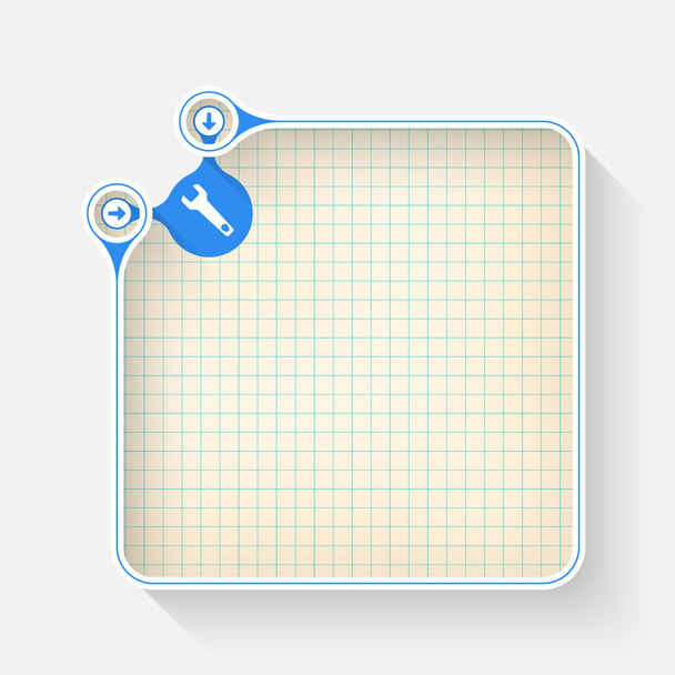 A white box for your text with graph paper and spanner - Wektor, obraz