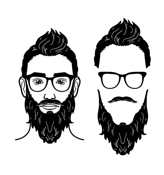 Bearded man Layered image Modify picture as you like - Vector, Imagen