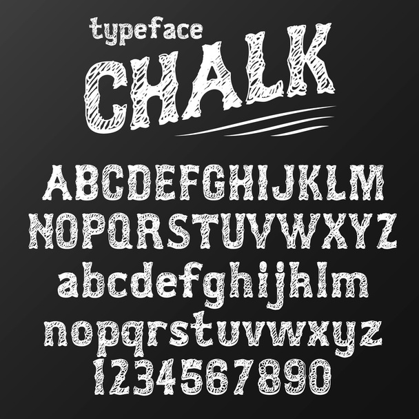 Chalkboard typeface, modern font written on the board with charcoal - Vector, Image