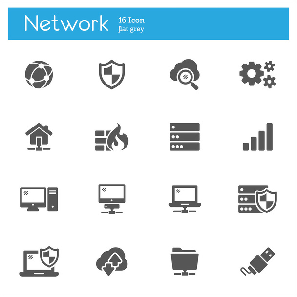 Conjunto de ícones planos de rede
 - Vetor, Imagem