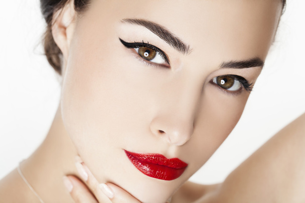 red lips beauty portrait - Fotó, kép