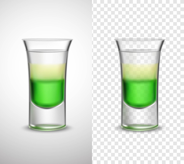Αλκοολούχα ποτά χρωματιστά γυάλινα διαφανή πανό  - Διάνυσμα, εικόνα