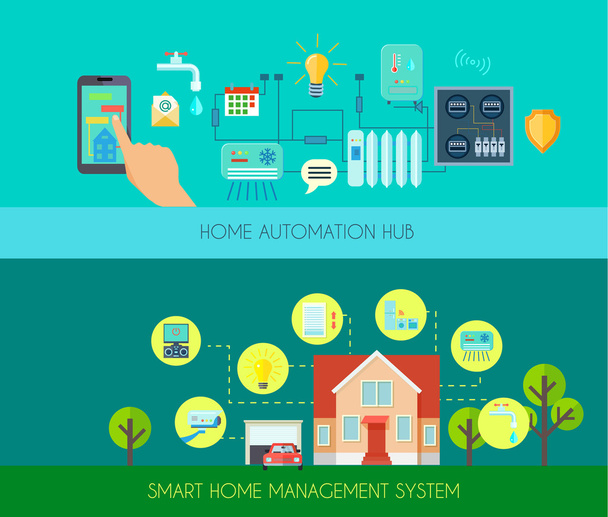  Smart Home Banners Set  - Vector, afbeelding