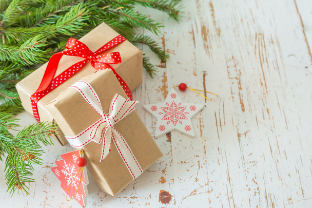 Christmas presents in decorative boxes - Foto, imagen