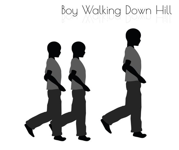 Çocuk her gün yürüyüş Down Hill beyaz arka plan üzerinde poz - Vektör, Görsel