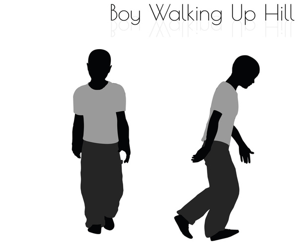 niño en Everyday Walking Up Hilll pose sobre fondo blanco
 - Vector, Imagen