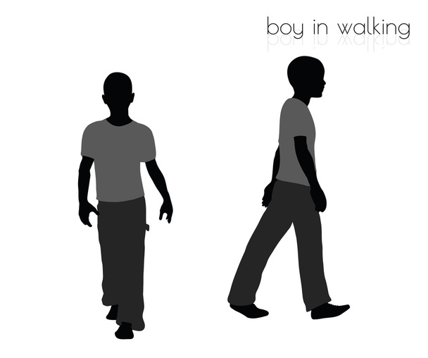 chlapec v chůzi pozice na bílém pozadí - Vektor, obrázek