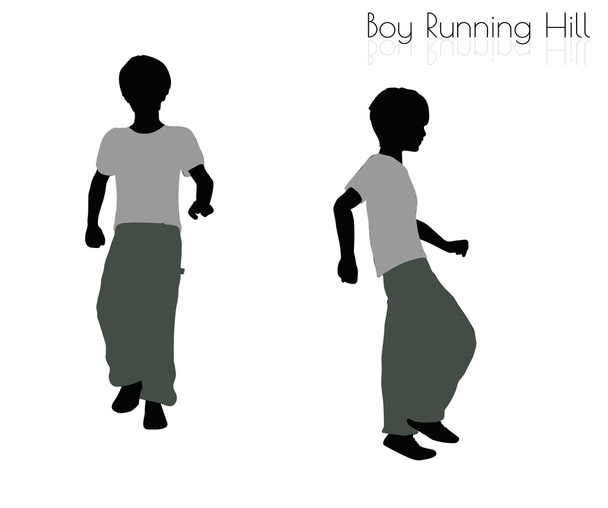 menino em Running pose no fundo branco
 - Vetor, Imagem