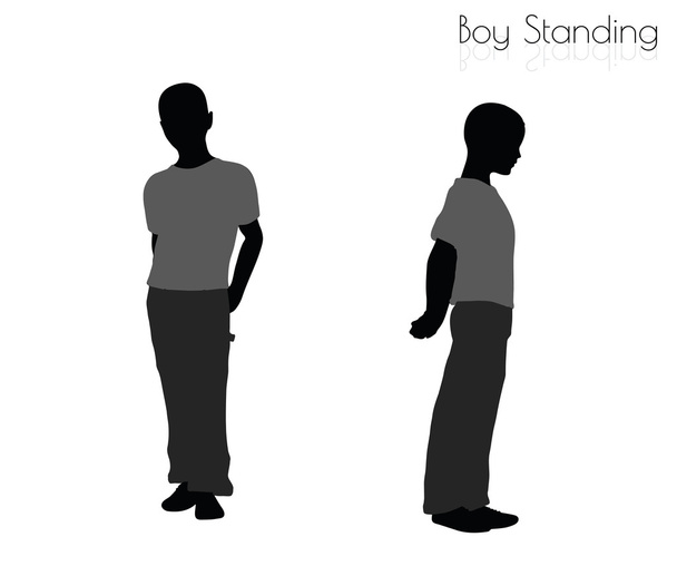 Junge in stehender Pose auf weißem Hintergrund - Vektor, Bild