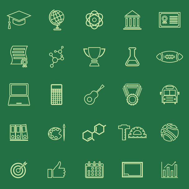 College Line Farbsymbole auf grünem Hintergrund - Vektor, Bild