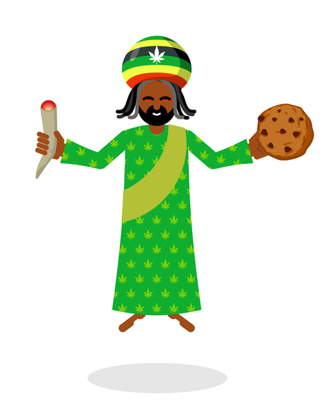 God ganja. idol Jah gives  rasta cookies and joint or spliff. Re - Vector, Image