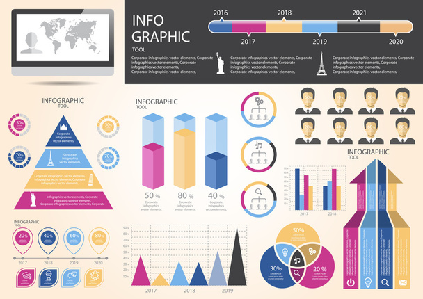 set travel of infographics elements - Vector, Image