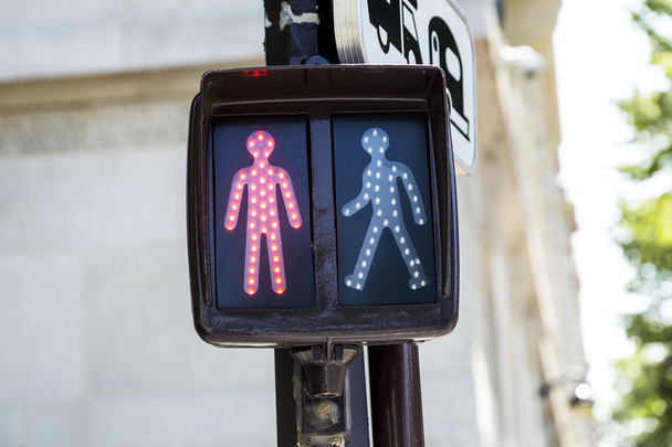 red traffic light for pedestrians in paris - Photo, Image