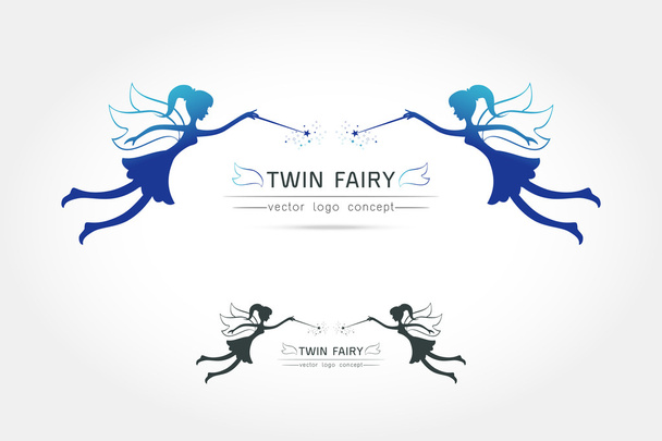 Twin Fairy vliegende logo  - Vector, afbeelding