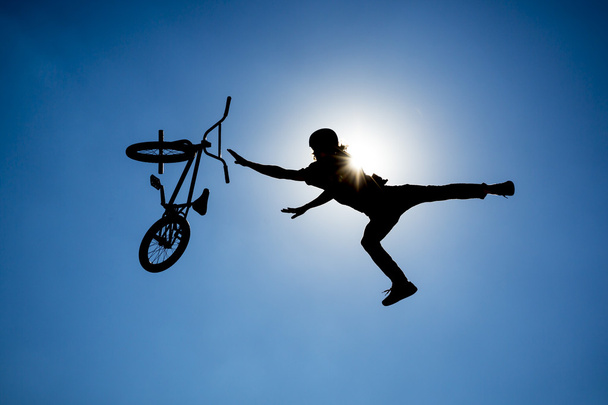 Bike jump silhouette - Foto, immagini