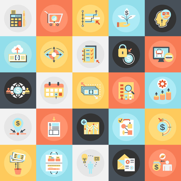 Flat conceptual icons pack of market and economics - Vector, Image