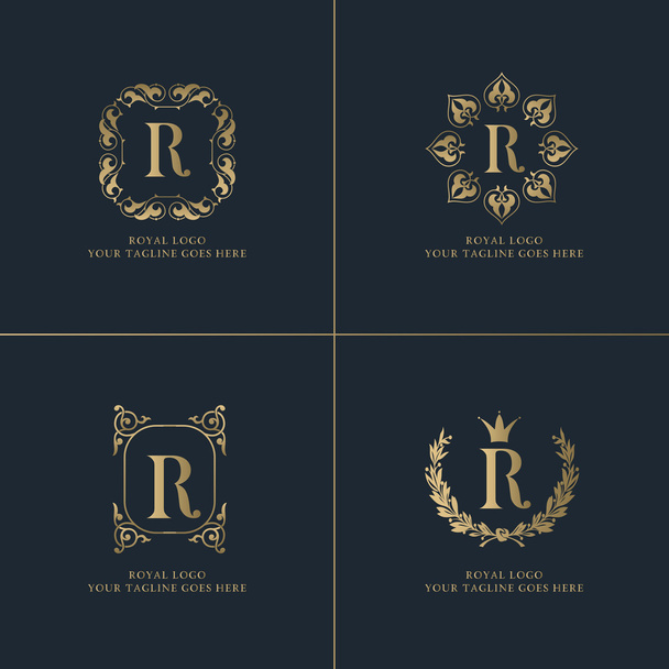 Gold r Buchstabe königliche Logos  - Vektor, Bild