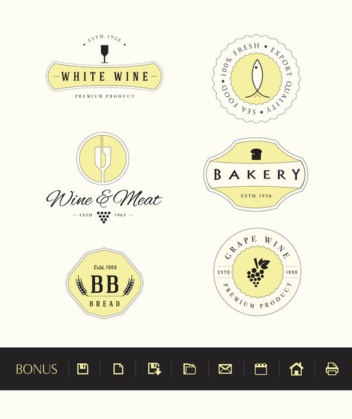 Food and beverages logos set - Vector, Image