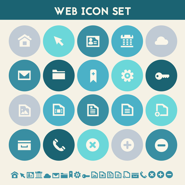 Web icon set. Multicolored flat buttons - Vektor, kép