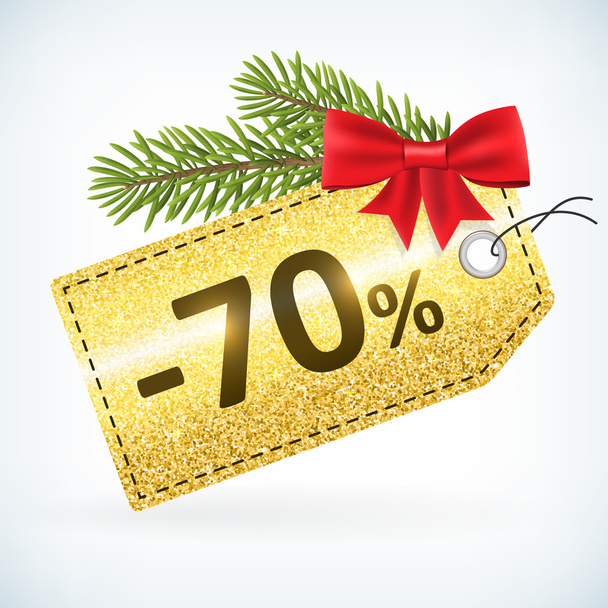 Christmas golden glitter -70 percent sale label - Vector, Image
