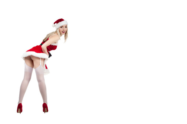 blonde girl in Christmas costume  - Foto, Imagem