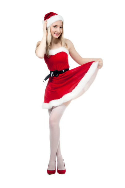 blonde girl in Christmas costume  - Fotó, kép