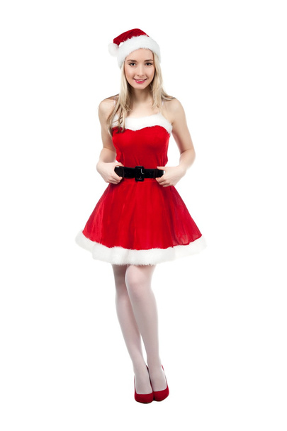 blonde girl in Christmas costume  - Foto, afbeelding